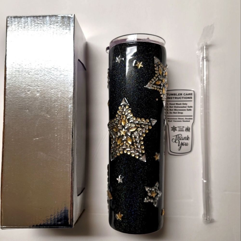 Black Sparkly Star Tumbler
